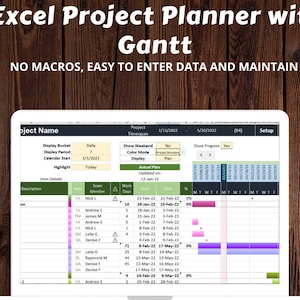 Projektmanagement-Vorlage in Excel | Gantt Chart mit verschiedenen Farben | Aufgabenliste | Projekt-Risiko-Tracker | Keine Makros Digitaler Download