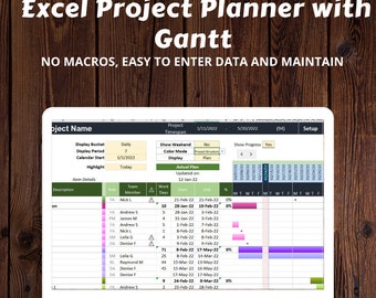 Excel Project Management Template: Gantt Chart & Task Tracker (Digital Download)