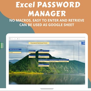 Excel Template Password Manager | Digitally Track | No Macros | Organize, Retrieve, Secure , Manage in Excel Sheet | Instant Download