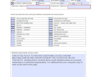 Forklift Operator Daily Checklist: Printable PDF Template