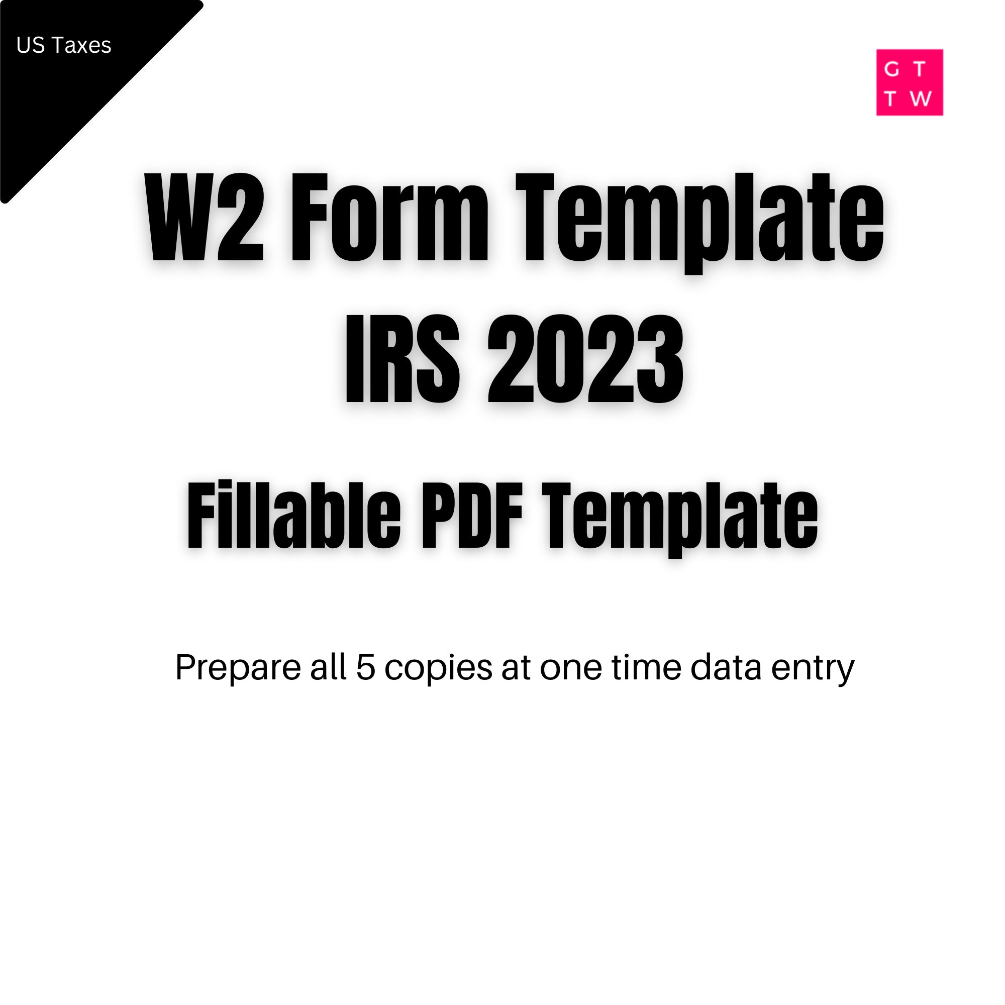 W2 Form IRS 2023 Fillable PDF With Print and Clear Buttons Generate W2