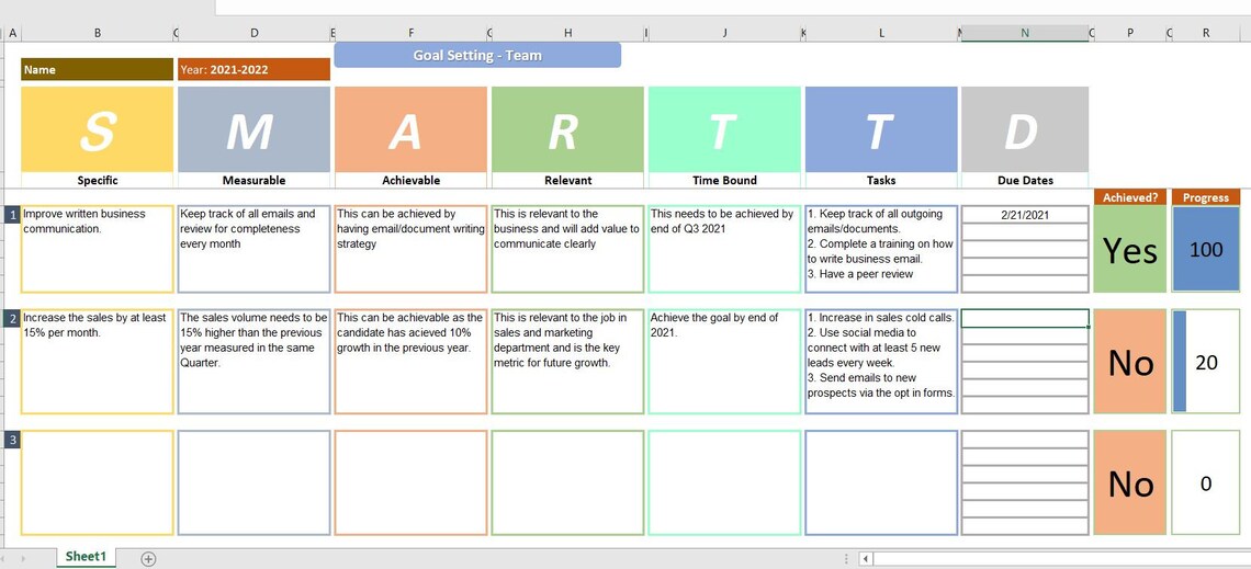 Smart Goals Excel Template Smart Goals Excel Template