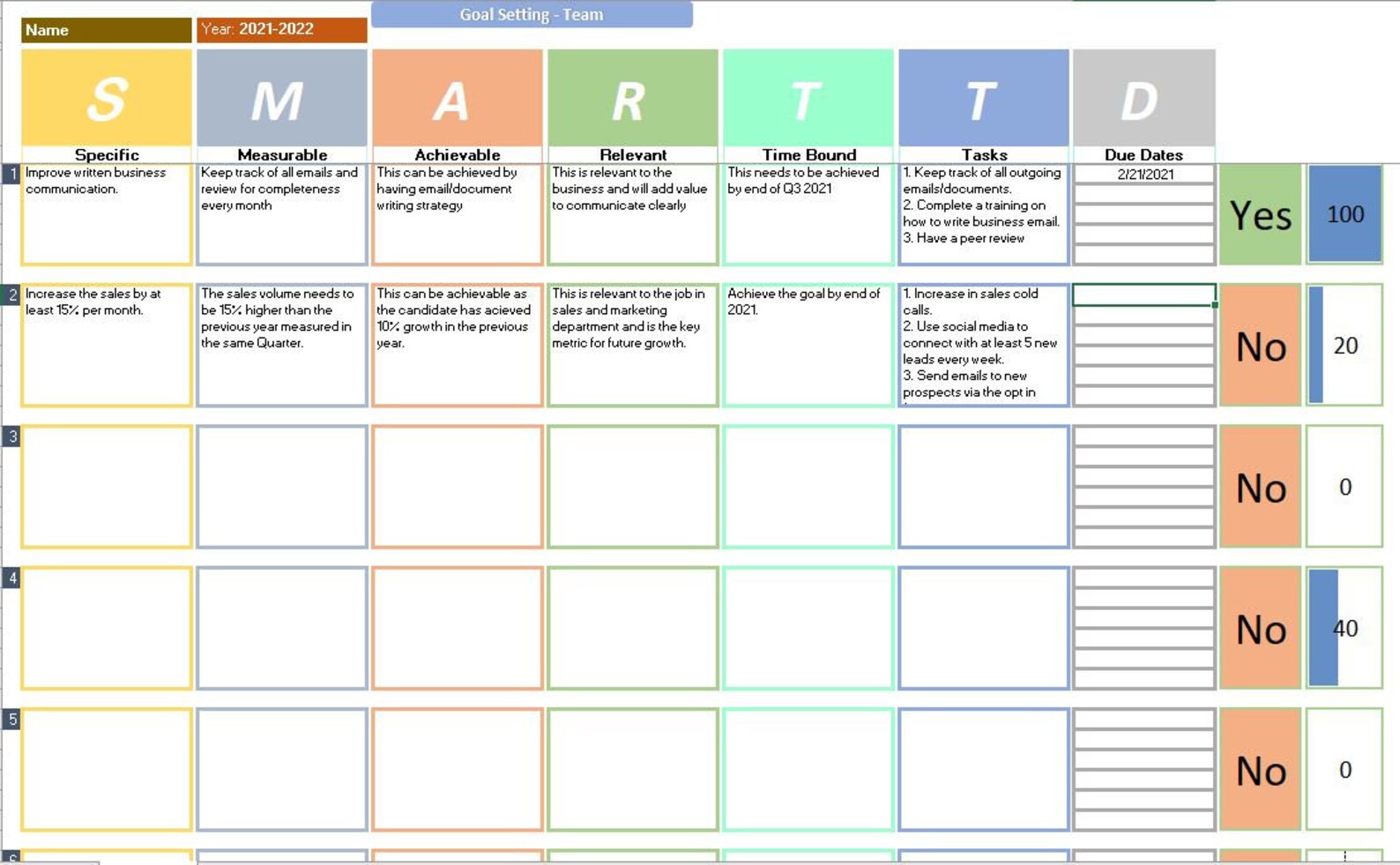 Smart Goals Template Excel Smart Goals Template Excel