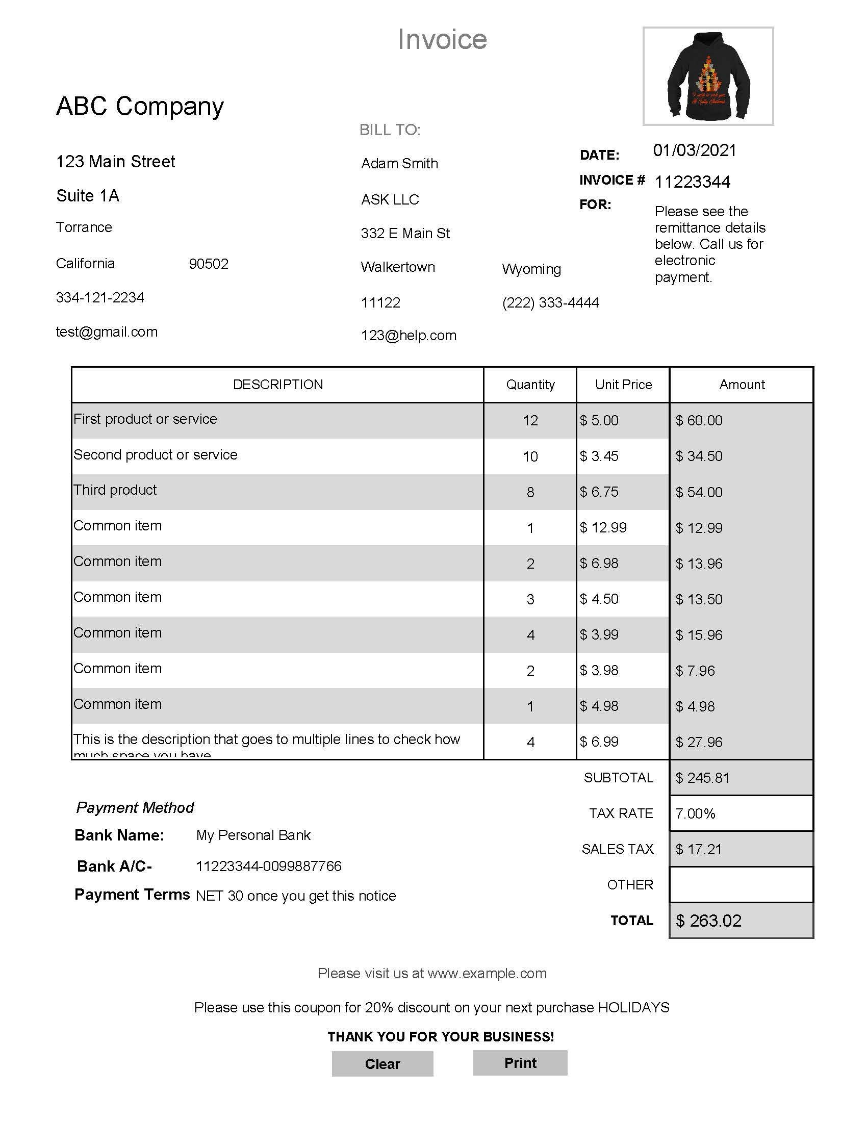 pdf invoice template editable and fillable purchase order etsy