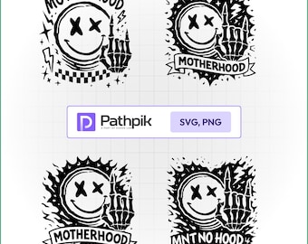 Motherhood SVG Bundle, Sarcastic Mom SVG PNG, Motherhood Smiley Skeleton Trendy Mom Life Cricut Design
