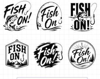 Fish On SVG Bundle, Bass Fishing SVG PNG, Fishing Shirt Cricut Files, Angler Sublimation Designs