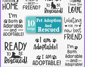 Paquete SVG de adopción de mascotas, frases sobre rescate de perros (descarga digital)