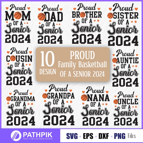 Proud Family Basketball of a Senior 2024 SVG Design, Class of 2024 Svg, Senior Mom 2024 Basketball Shirt Svg, Senior 2024 Shirt,