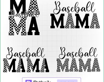 Baseball Mama SVG PNG Bundle, Checkered Sports Mom Shirt Designs