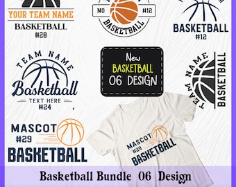 Basketball Custom SVG Bundle, Basketball Maskottchen SVG, Spieler Vorlage, Basketball Team Shirt Design, Schnittdateien für Ihre Bastelarbeiten