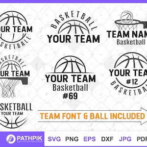 Logotipo personalizado de baloncesto SVG, diseño de camiseta de equipo de baloncesto, archivos de corte para su trabajo de manualidades
