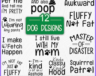 Paquete de diseños SVG de pañuelos para perros, frases de mamás de perros (archivos digitales)