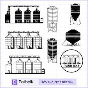 Grain Bin SVG 08 Design, Grain silo svg bundle, Farming SVG, Grain Elevator SVG File, Grain Silo svg.