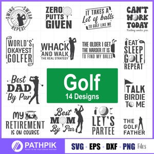 Golf SVG Bundle Golfing SVG Golfer SVG Golf Ball Svg Cricut Golf Cart png Zabawny cytat Mama Tata Prezent