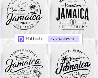 Vacation Jamaica 2026 SVG Bundle for Family Trip Shirts, Tropical Crafts, and Travel Gifts