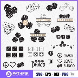 Bunco Würfel-Monogramm-Rahmen-Design, Bunco Würfel Custom Design, Bunco Damen Spielabend Geschenk, Bunco Königin, Würfel SVG, Glücksspiel SVG