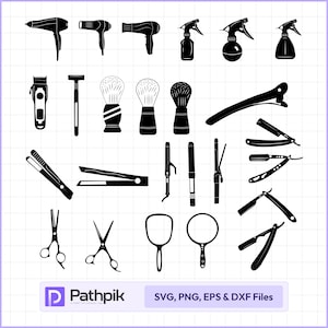 Barber Bundle SVG – A versatile collection of barber and hairdressing tool silhouettes
