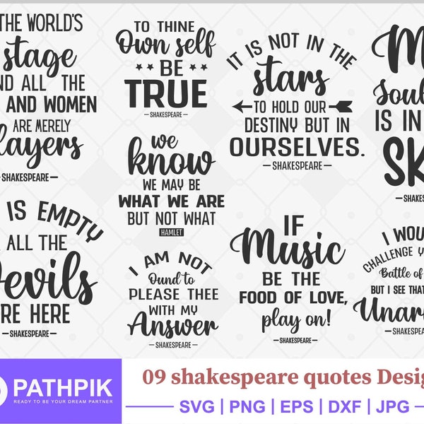 Shakespeare quotes SVG, Cut files for your crafting work