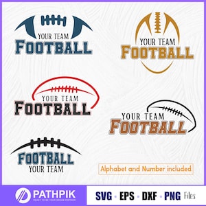 Football Team Custome SVG, bearbeitbares Fußball-Logo, Sport-Zitate, Schnittdateien für Ihre Bastelarbeit