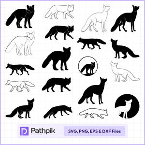 Fox SVG 19 Design, Fox SVG Bundle, Fox Silhouette, Fox Clipart, Fox Vector, Fox Designs , Animals SVG, Animals Silhouette, Fox Forest Animal