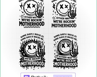 Rockin' Motherhood SVG PNG Files, Funny Mom Quote (Digital Download)