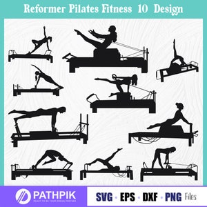 Reformer Pilates Fitness Silhouette, Pilates Clipart design, Pilates fitness Svg and Cut Files for Crafters
