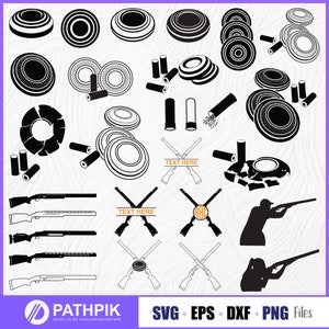 Clay Pigeon Trap Shooting Svg, Clay Target SVG, Trapshooting, Clay Targets and Shotgun Shells SVG
