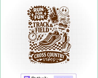 Track and Field SVG, Run For Fun Cross Country Vibes (SVG, PNG)