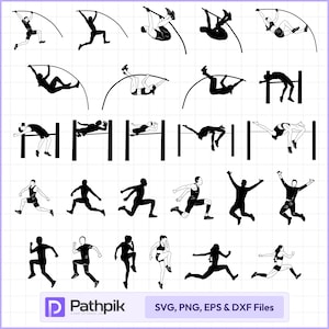 Track Jumping SVG Files, long jump svg, High Jump SVG, Track and Field SVG
