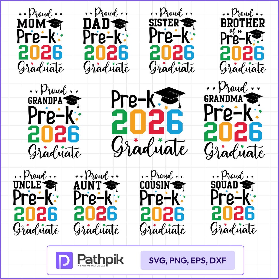 Pre-k Graduation 2026 SVG Design, Pre-k Graduation Family Bundle SVG ...