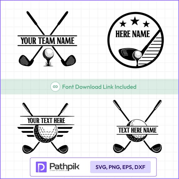 Golf Logo SVG Bundle, Golf Team Logo, Customizable Team Emblems & Crossed Club Designs for Cricut Shirts and Tournament Merch