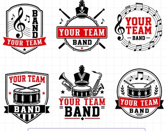 Pacchetto di file SVG per banda musicale, logo personalizzato per banda in formato SVG e PNG, file per sublimazione Cricut per banda scolastica.