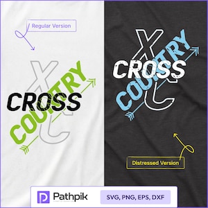 Cross Country SVG PNG | XC Arrow Distressed & Clean Versions | Running Team Cut File for Cricut and Silhouette