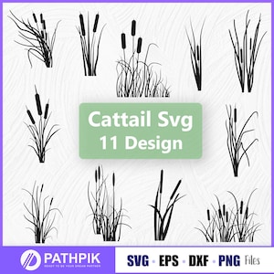 Cattail Svg Cattail plant silhouette design bulrush plant Cattail flower  Grass Clipart