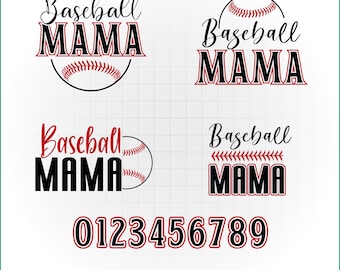 Baseball Mama SVG Bundle: Includes Numbers and Alphabet,  Baseball Mom SVG,  Sports Mom SVG, Baseball Shirt