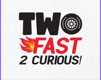 Birthday SVG Two Fast 2 Curious Pit Race car theme birthday celebration print iron on cut file Cricut Silhouette Download vector sublimation