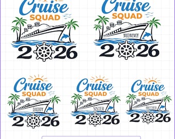 Cruise Squad 2026 SVG PNG Bundle, Family Vacation Shirt Designs