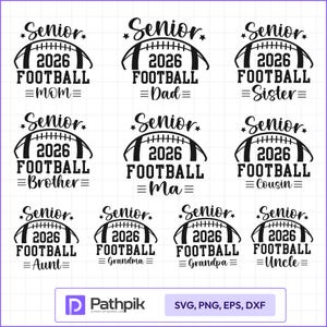 Senior Football Family 2026 SVG design, Senior Mom 2026 Shirt Svg, Football Cut Files Cricut,