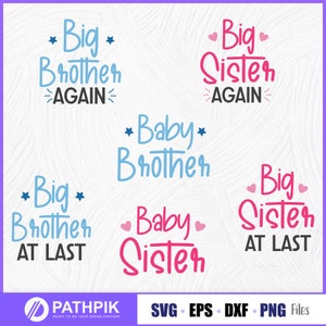 Brother and Sister SVG Bundle, Sister SVG, Brother svg, Big Sister, Big Brother, Little, Sibling svg, Siblings, Cricut, Silhouette, Svg