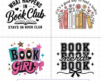 Book Lover SVG Bundle, Book Club SVG PNG, Reading Cricut Files, Bookish Shirt Sublimation Designs