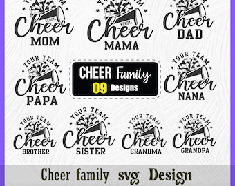 Cheer Family Bundle Svg Design, Cheerleader Bundle, Cheer mom T shirt Design, Cheer Grandma Shirt gift, Cheer Gift  Cricut Cut Files
