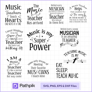 Musiklehrer-Svg, Musik SVG, Musikliebhaber, Musiklehrer-Geschenk-T-Shirt Design und Schnittdateien für Handwerker