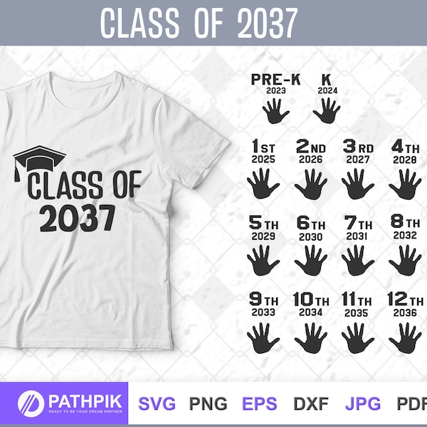 Class of 2037 SVG, Grow with me Handprint shirt SVG design, Back to School t shirt, First day of School svg, Preschool svg