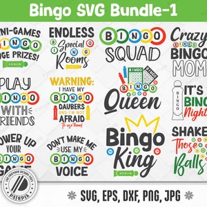 Bingo Games SVG, Bingo SVG Cut files for your crafting work
