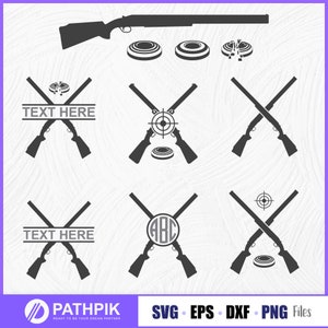 Shotgun Monogram SVG 10 Design, Sporting Clay SVG, Trapshooting SVG, Skeet Shooting svg