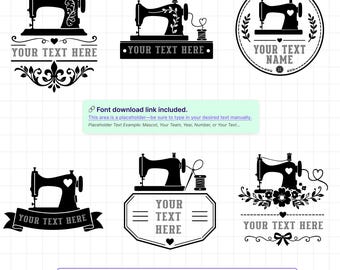 Sewing SVG Bundle, Vintage Sewing Machine SVG PNG, Custom Sewing Logo Cricut Sublimation Files