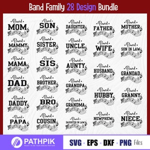Band family bundle mom svg design marching band life concert band music t-shirt Cut File