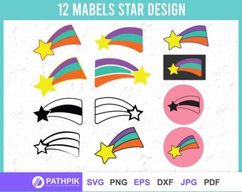 Mabels Star SVG, Mabel pines rainbow png, Star SVG Bundle, Star Clipart SVG Design, Canvas & Surfaces, Stencils, Templates Design