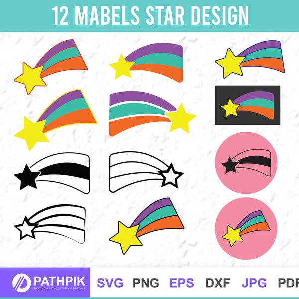 Mabels Star SVG, Mabel pines rainbow png, Star SVG Bundle, Star Clipart SVG Design, Canvas & Surfaces, Stencils, Templates Design