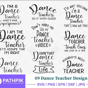 Professor de dança Svg Professor de dança Presente Professor de dança Camiseta Design Arquivos cortados para o seu trabalho de artesanato